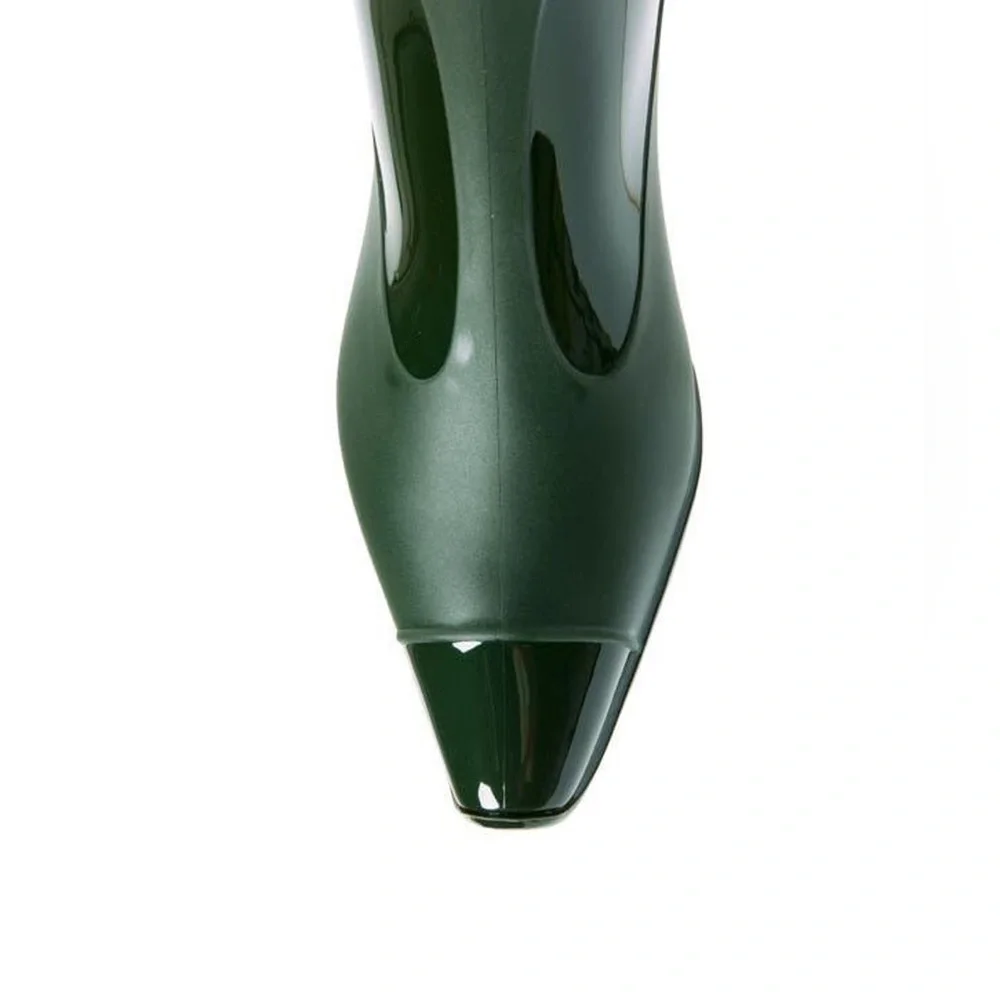 Jeffrey Campbell Women's Dark Green Rubber Rain Boots